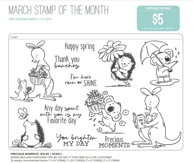 S2303 Precious Moments Stamp of the Month March 2023