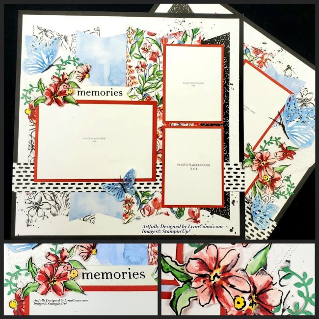Mixed Media Florals Scrapbooking Pages 11 and 12