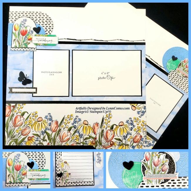 Mixed Media Florals Scrapbooking Pages 7 and 8